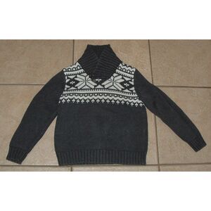 OSHKOSH B'GOSH Boys Sz 6 Dark Gray Fair Isle Pullover Thick Cozy Cotton Sweater